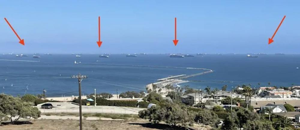 The largest port in the US hit a new ship-backlog record every day last week, as 65 massive container boats float off the California coast